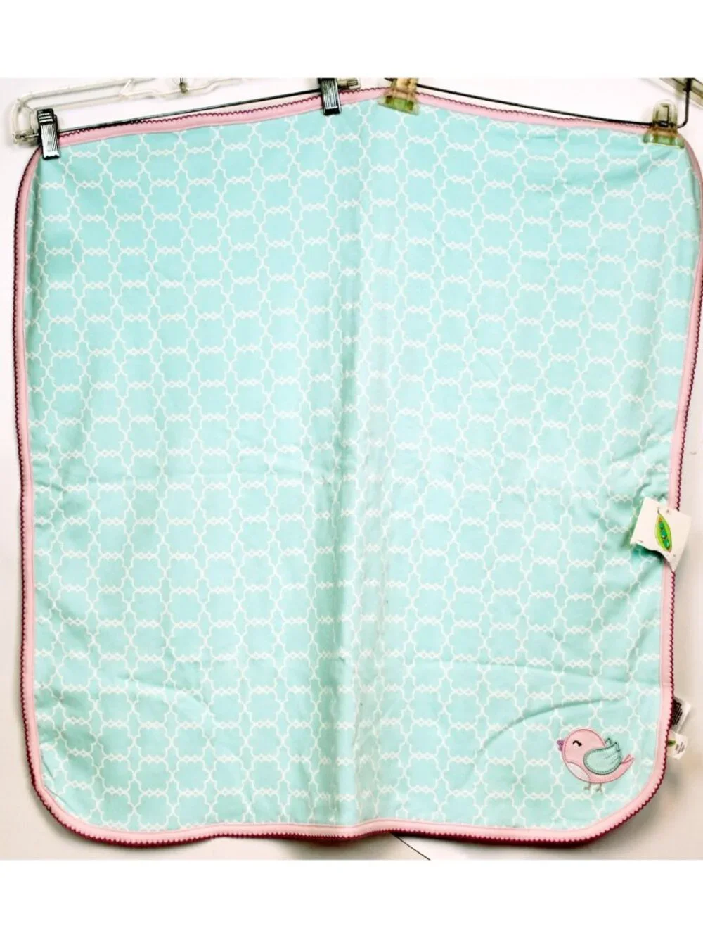 New Starting Out Baby Blanket Teal Pink Bird Minky Dots Lovey Pastel Girl Securi